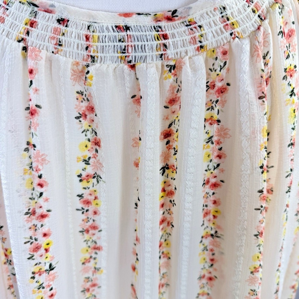 Torrid Cream and Pink Floral Chiffon Boho Raglan Sleeve Flowy Blouse‎ Size 1 - Picture 5 of 9